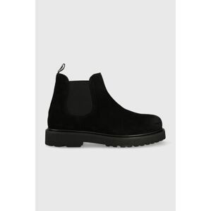 Semišové kotníkové boty Tommy Jeans TJM CHELSEA HIGH BOOT pánské, černá barva, EM0EM01205