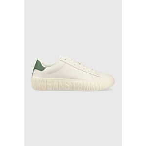 Kožené sneakers boty Tommy Jeans TJM LEATHER OUTSOLE bílá barva, EM0EM01213