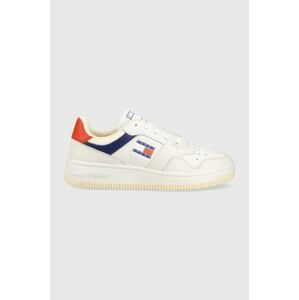 Kožené sneakers boty Tommy Jeans TJM BASKET PREMIUM bílá barva, EM0EM01216