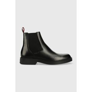 Kožené kotníkové boty HUGO Iker pánské, černá barva, 50500436