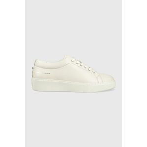 Kožené sneakers boty Karl Lagerfeld FLINT bílá barva, KL53320