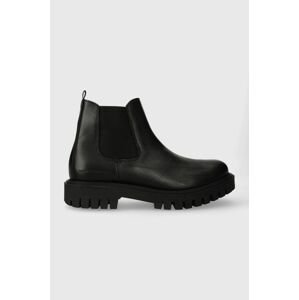 Kožené kotníkové boty Tommy Hilfiger PREMIUM CASUAL CHUNKY LTH CHELS pánské, černá barva, FM0FM04755
