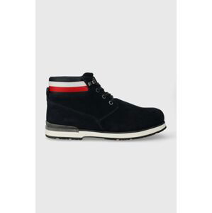 Semišové boty Tommy Hilfiger CORE HILFIGER SUEDE BOOT pánské, tmavomodrá barva, FM0FM04800