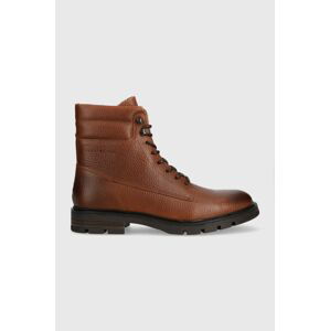 Kožené boty Tommy Hilfiger WARM PADDED HILFIGER LTH BOOT pánské, hnědá barva, FM0FM04802