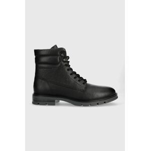 Kožené boty Tommy Hilfiger WARM PADDED HILFIGER LTH BOOT pánské, černá barva, FM0FM04802