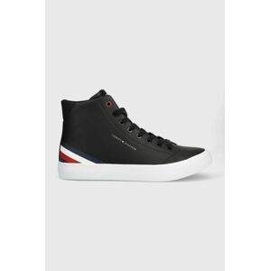 Kožené kecky Tommy Hilfiger TH HI VULC CORE LTH pánské, černá barva, FM0FM04816