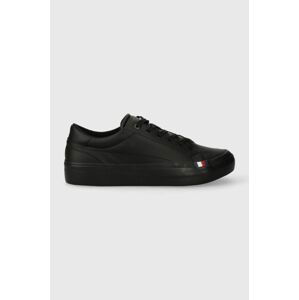 Kožené sneakers boty Tommy Hilfiger MODERN VULC LTH LOW WL černá barva, FM0FM04819