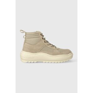 Sneakers boty Tommy Jeans TJM MIX MATERIAL BOOT béžová barva, EM0EM01245