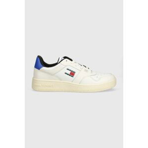 Kožené sneakers boty Tommy Jeans TJM BASKET COLOR bílá barva, EM0EM01255