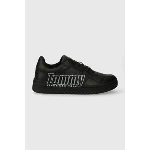 Sneakers boty Tommy Jeans TJM BASKET LOGO černá barva, EM0EM01257