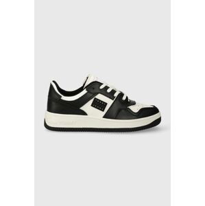 Kožené sneakers boty Tommy Jeans TJM BASKET WL černá barva, EM0EM01287