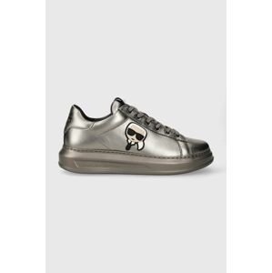 Kožené sneakers boty Karl Lagerfeld KAPRI MENS KC stříbrná barva, KL52530M