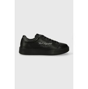 Kožené sneakers boty Karl Lagerfeld MAXI KUP černá barva, KL52223