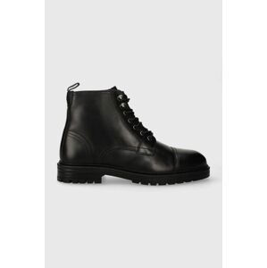 Kožené boty Pepe Jeans LOGAN BOOT pánské, černá barva, PMS50237