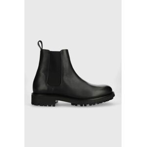 Kožené boty Calvin Klein CHELSEA BOOT pánské, černá barva, HM0HM01229