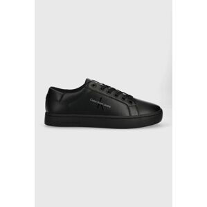 Kožené sneakers boty Calvin Klein Jeans CLASSIC CUPSOLE LACEUP LOW LTH černá barva, YM0YM00491