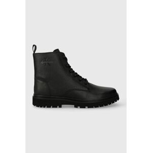 Kotníkové boty Calvin Klein Jeans EVA MID LACEUP BOOT LTH pánské, černá barva, YM0YM00751