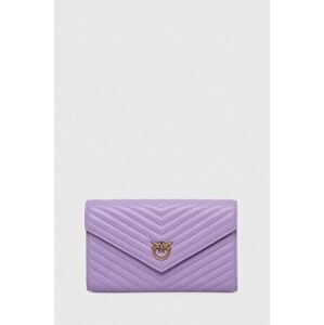 Kožená peněženka Pinko fialová barva