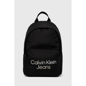 Dětský batoh Calvin Klein Jeans černá barva, velký, s potiskem