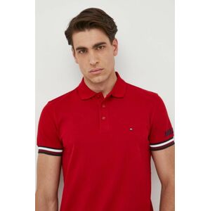 Bavlněné polo tričko Tommy Hilfiger červená barva