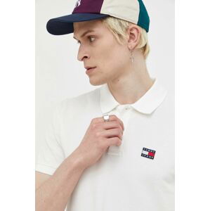 Bavlněné polo tričko Tommy Jeans béžová barva