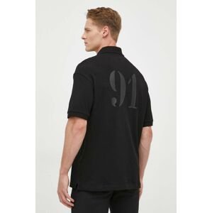 Bavlněné polo tričko Armani Exchange černá barva, s potiskem
