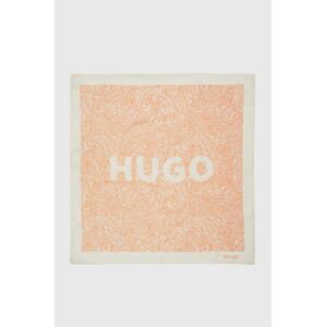 Bavlněný šátek HUGO oranžová barva