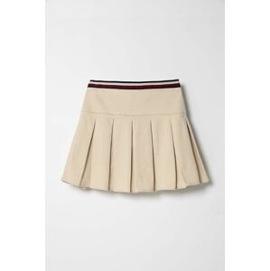 Dětská sukně Tommy Hilfiger béžová barva, mini, áčková