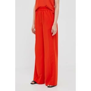 Kalhoty Calvin Klein dámské, oranžová barva, široké, high waist