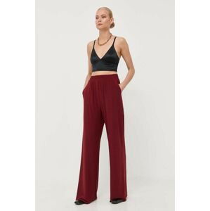 Kalhoty Max Mara Leisure dámské, vínová barva, široké, high waist