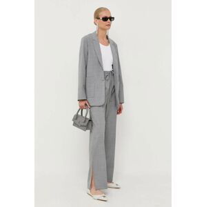 Kalhoty s příměsí vlny MAX&Co. šedá barva, široké, high waist