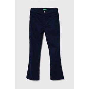 Dětské kalhoty United Colors of Benetton tmavomodrá barva, hladké