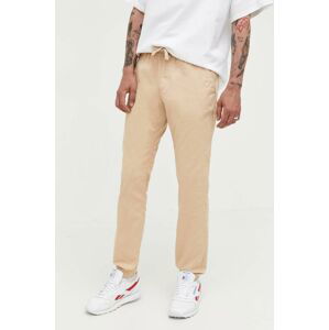 Kalhoty Tommy Jeans pánské, béžová barva