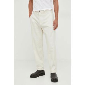 Kalhoty Pepe Jeans NILS pánské, béžová barva, ve střihu chinos