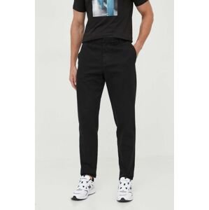 Bavlněné kalhoty Armani Exchange černá barva, jednoduché