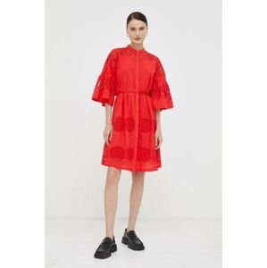 Bavlněné šaty Bruuns Bazaar červená barva, mini, oversize