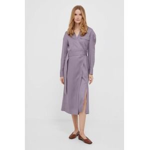 Šaty Calvin Klein fialová barva, midi
