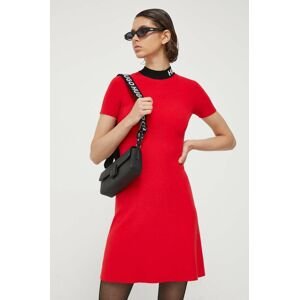 Šaty HUGO červená barva, mini