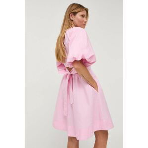 Bavlněné šaty Karl Lagerfeld růžová barva, midi