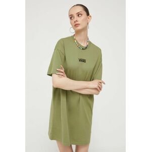 Bavlněné šaty Vans zelená barva, mini, oversize