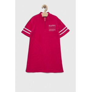Dětské bavlněné šaty Guess růžová barva, mini