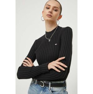 Bavlněný svetr Tommy Jeans černá barva, lehký