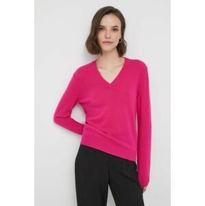 Vlněný svetr United Colors of Benetton dámský, růžová barva, lehký