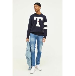 Bavlněný svetr Tommy Jeans tmavomodrá barva