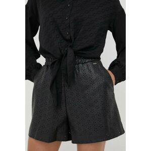 Kraťasy Guess dámské, černá barva, high waist