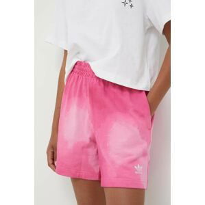 Bavlněné šortky adidas Originals růžová barva, vzorované, high waist