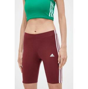 Kraťasy adidas dámské, vínová barva, s aplikací, medium waist