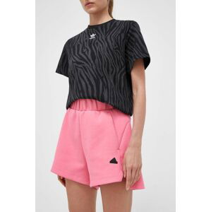 Kraťasy adidas Z.N.E dámské, růžová barva, hladké, high waist