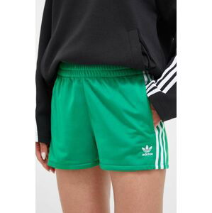 Kraťasy adidas Originals dámské, zelená barva, s aplikací, high waist