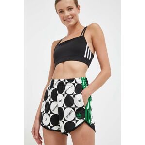 Kraťasy adidas Originals PRIDE dámské, černá barva, vzorované, high waist